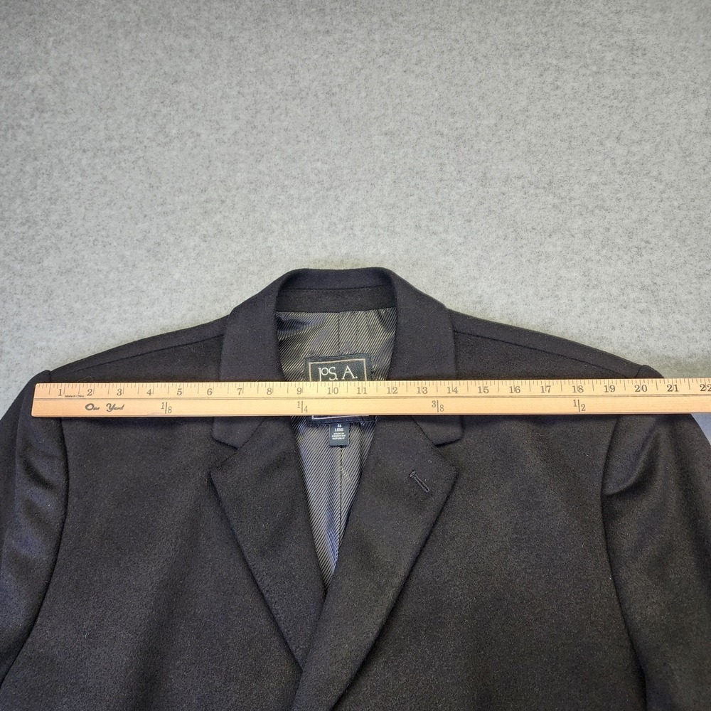 Jos A Bank Executive Men's‎ 46L LONG Black Wool Blend Tweed Overcoat Top Coat - Picture 11 of 13